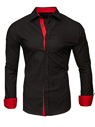 Kayhan Hombre Camisa, TwoFace Black/Ärmel Red L