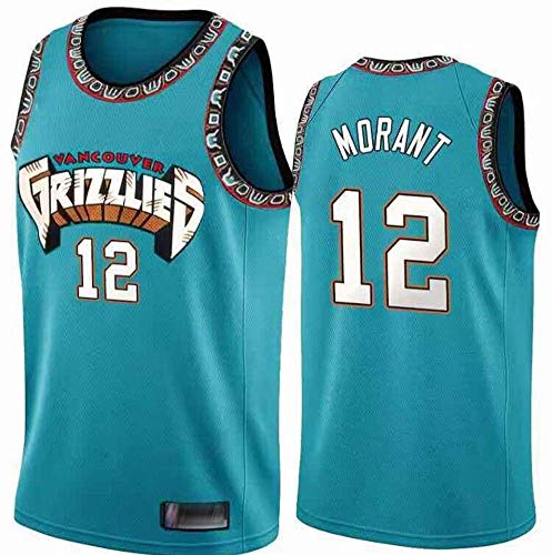 LCY Hombres Jersey Baloncesto - NBA Jersey Grizzlies ° 12 Mangas Transpirable Morant Fitness Deportivo Camisetas Aficionados Uniforme de Baloncesto,S(170CM/50~65Kg)