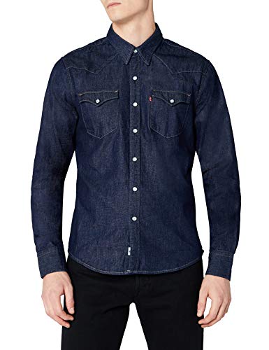 Levi's L/S Barstow Western Shirt, Camisa Casual de Manga Larga para Hombre, Azul (Dark IndigoFlat Finish), Large