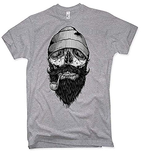 NG articlezz Sailor Barba Camiseta – para la Kapitäne bajo Euch - Calavera Talla S -XXL - Gris/Grey/Melange, L