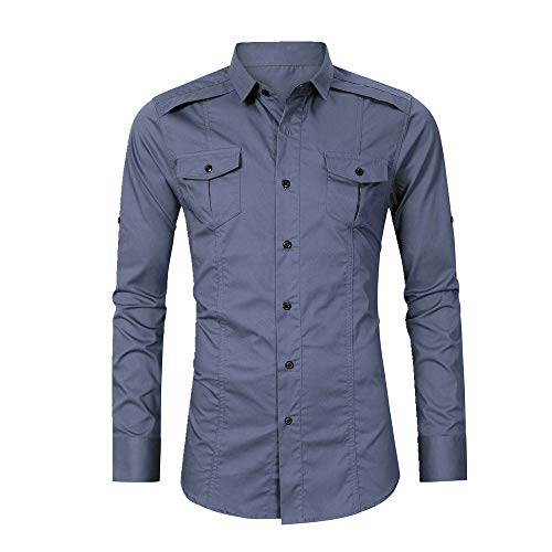 NOBRAND Camisa de hombre de manga larga camisa casual camisa para hombre Gris gris XL