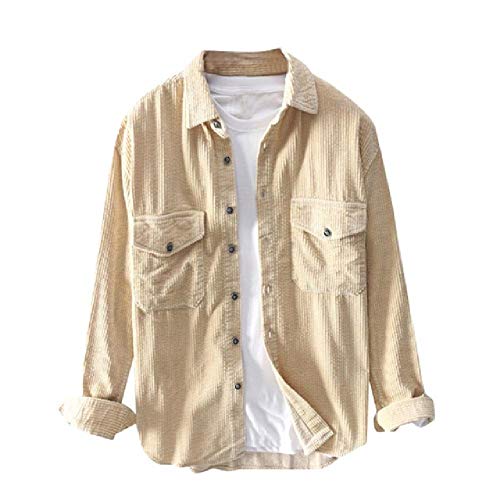 Nobrand - Camisa de manga larga para hombre beige M