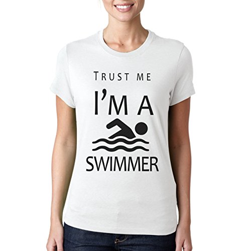 NoMoreFamous Trust Me I'm A Swimmer - Camiseta para mujer Blanco blanco M