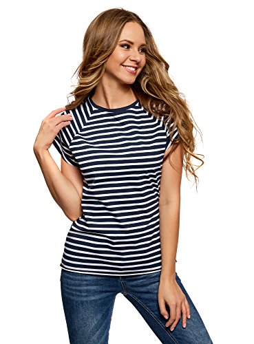 oodji Ultra Mujer Camiseta de Algodón Básica, Multicolor, ES 34 / XXS