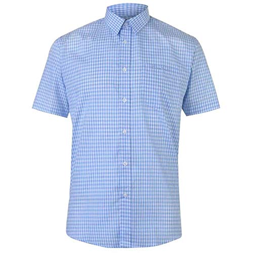 Pierre Cardin - Camisa Casual - con Botones - con Botones - Manga Corta - para Hombre Blau/Weiss Streifen XX-Large