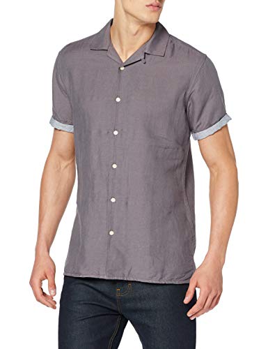 Springfield Linen Bowling Short Camisa Casual, Gris (Gama Grises 44), Large (Tamaño del Fabricante:L) para Hombre