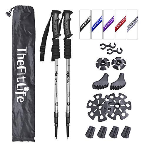 TheFitLife Los Bastones De Senderismo - Bastones Telescópicos Plegables, 2 Packs Ultraligeros. Bastones Extendibles para Camping, Montañismo, Viajes y Senderismo