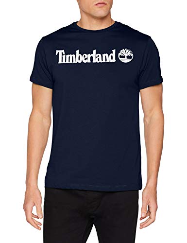 Timberland SS Crew Linear Logo tee Camiseta, Azul (Dark Sapphire 433), Small para Hombre