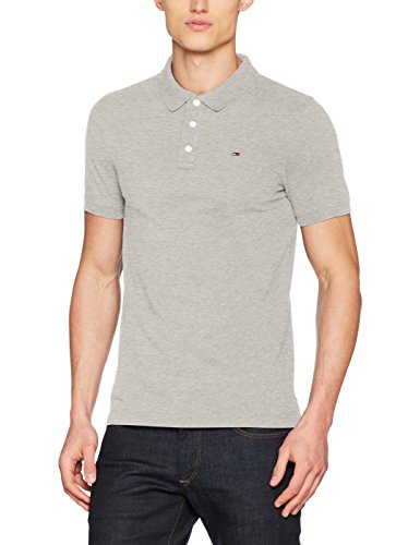 Tommy Hilfiger Piqué P Camiseta Polo con Cierre de 3 Botones, Gris (Lt Grey Htr), XS para Hombre