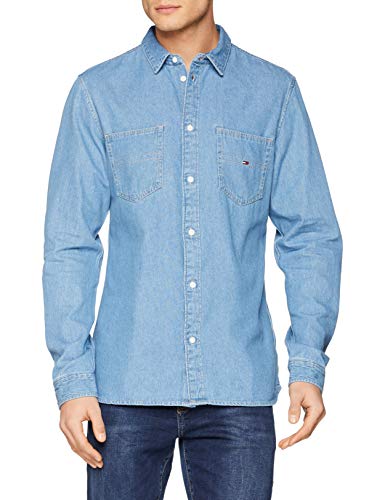 Tommy Hilfiger TJM Denim Pocket Shirt Camisa, Azul (Mid Indigo 412), XX-Large para Hombre