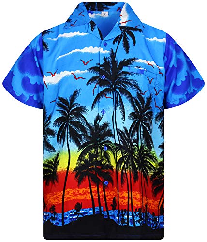 V.H.O. Funky Camisa Hawaiana, Beach, Azul, XL