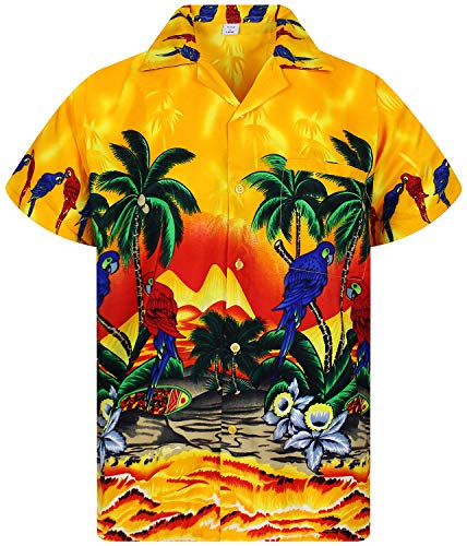 V.H.O. Funky Camisa Hawaiana, Parrot, Amarillo, M