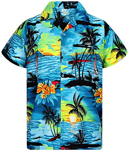 V.H.O. Funky Camisa Hawaiana, Surf, Turquesa, 3XL