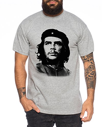 WhyKiki Che Guevara Camiseta de Hombre Cuba Comandante, Farbe2:Marengo Mezclado;Größe2:L