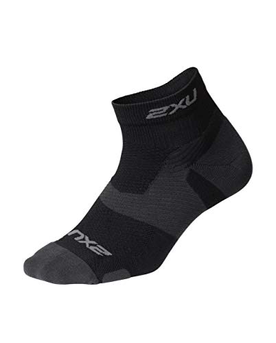 2XU Calcetines unisex Vectr Light Cushion 1/4 Crew, Vectr Light Cushion 1/4 Crew Calcetines, Unisex adulto, color Negro/Titanio, tamaño large