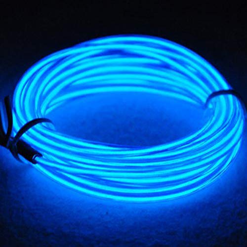 3m/9ft neón EL Wire alambre con brillante electroluminiscente pila caja para noche, partido, boda, coche, empresa(Azul)