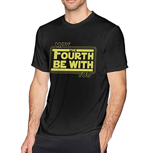 ADKASD Camisetas y Tops Men's Print Youth May The Fourth Be with You Logo tee Black