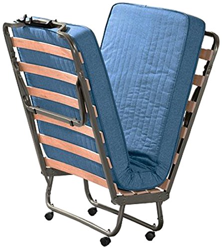 Ailime Cama supletoria Plegable, Metal, Negro y Azul, 80_x_200_cm