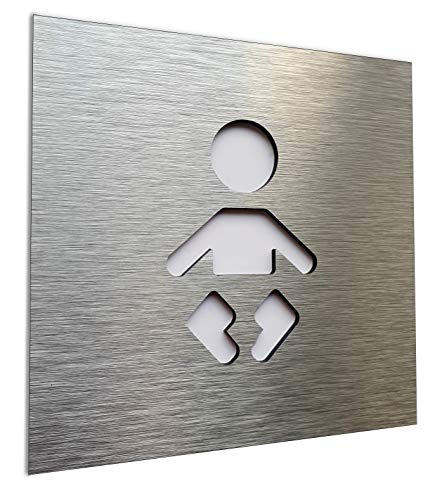 Aluminium Baby Change restroom door sign - Modern Baby station Door Wall plaque - Nursery Bathroom Decoration - Mother toilet sign - Letrero de puerta de baño Baby Change - Indoor & outdoor