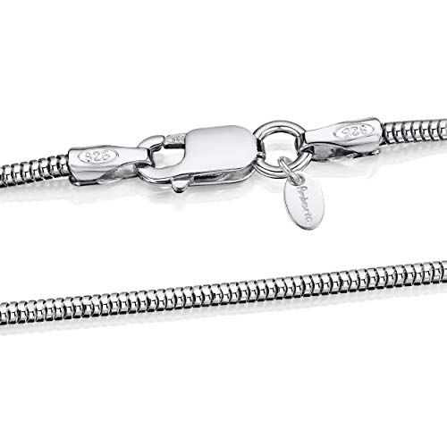 Amberta® Joyería - Collar - Fina Plata De Ley 925 - Cadena de Serpiente - 1.4 mm - 40 45 50 55 60 cm (50cm)