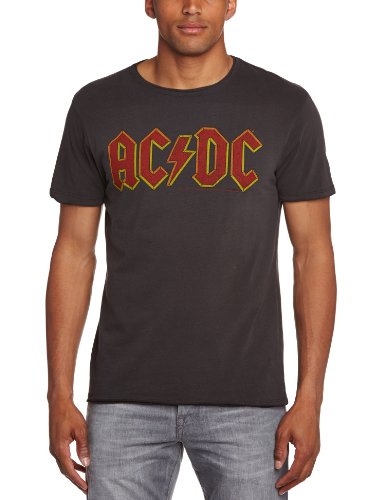 Ampercell ACDC Logo Mens Crew tee Camiseta, Carbón, S para Hombre