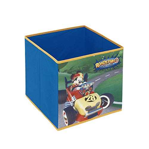 ARDITEX WD12125 Contenedor - Organizador Textil con Forma de Cubo Plegable de 31x31x31cm de Disney-Mickey Super Pilotos