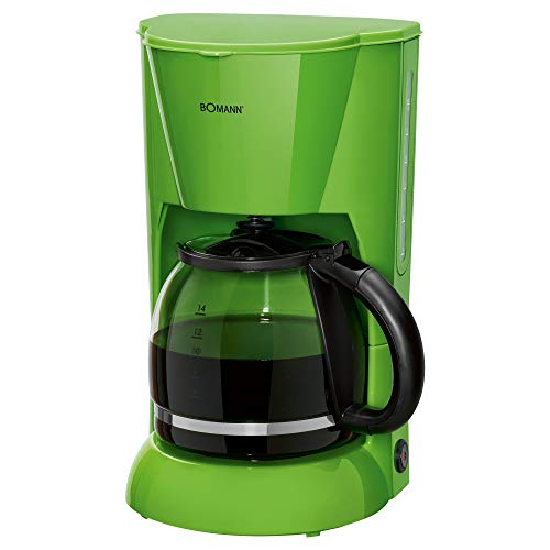 Bomann KA 183 - Cafetera eléctrica de goteo automática, máquina café de filtro capacidad 12 a 14 tazas, 1,5 litros, función de mantenedora calor, 900 W, color verde