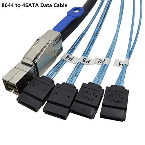 CableDeconn - Cable Externo MiniSAS HD (SFF-8644) a 4 Puertos SATA (2 m)