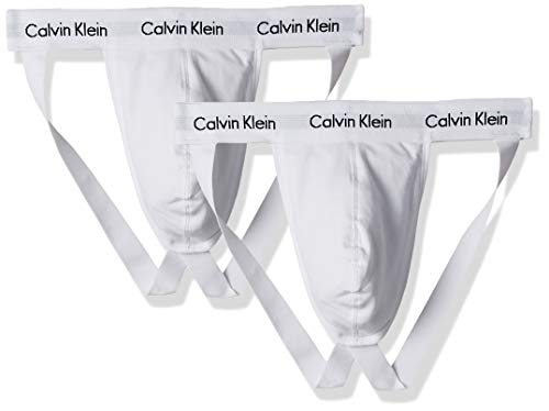 Calvin Klein Jock Strap 2pk Ropa Interior Deportiva, Blanco (White 100), Large para Hombre