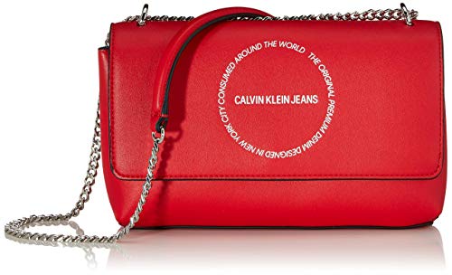 Calvin Klein Sculpted Convertible EW Flap, Bolso de Hombro para Mujer, Rojo (Racing Red), 16 x 15 x 7 cm