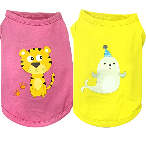 Camisas para perros Camiseta de tela para perro mascota Perrito Gato Chaleco Disfraz de ropa para perros Hembra Masculino para Pequeño perro mediano -2pcs