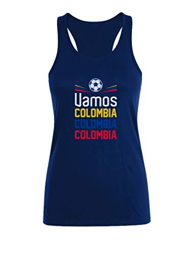 Camiseta sin Mangas para Mujer - Apoyemos a la Selección Colombia en el Mundial! Large Azul Oscuro