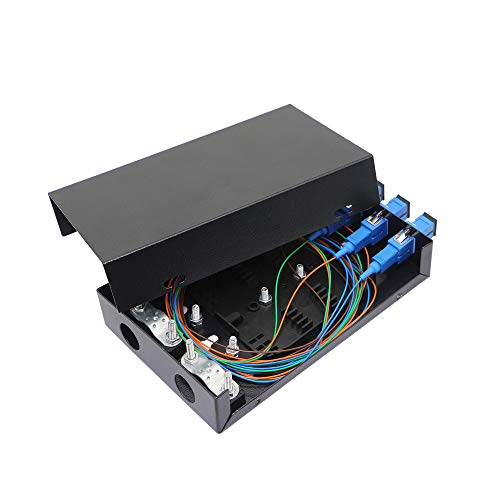 CERRXIAN Caja de conexiones de terminales de fibra óptica de 4 puertos, cajas eléctricas universales, bandeja de cierre óptico FC/ST (contiene enchufe de fibra y cable)