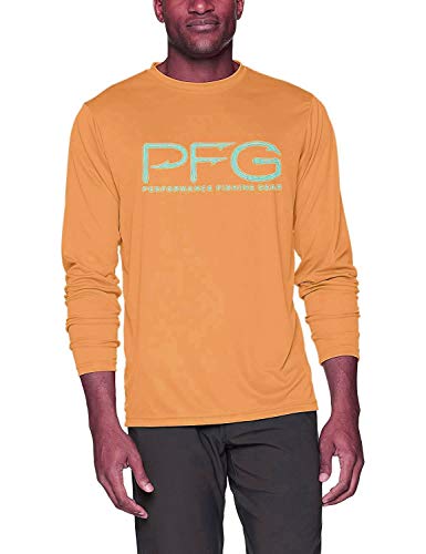 Columbia Terminal Tackle PFG Hooks - Camiseta de Manga Larga para Hombre, Hombre, 1707711, Bright Peach/White Logo, Medium