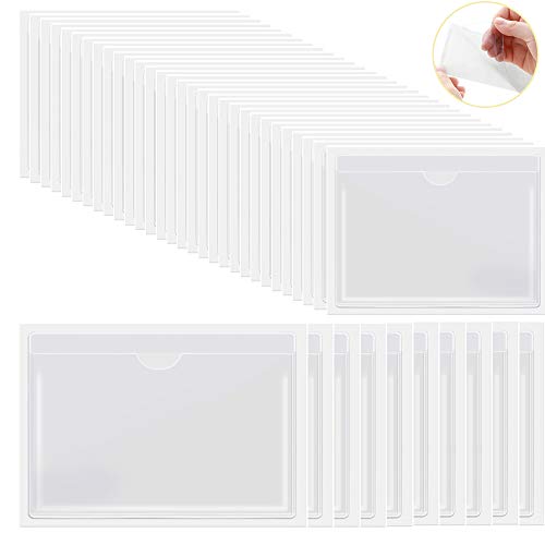 Fundas autoadhesivas para tarjetas de índice, 30 4.72 x 3.54 pulgadas y 10 6.5 x 5 pulgadas, utilizadas para almacenar catálogos organizacionales y evitar la pérdida de tarjetas insertadas en blanco