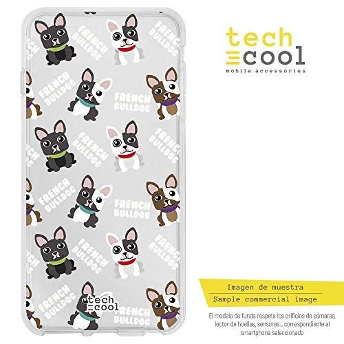 Funnytech® Funda Silicona para Xiaomi Mi A2 [Gel Silicona Flexible, Diseño Exclusivo] Patrón Perros Bulldog Francés Transparente