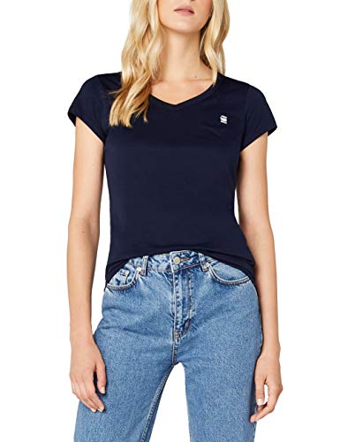 G-STAR RAW Eyben Slim V T Wmn S/s Camiseta, Azul (Sartho Blue 6067), 40 (Talla del fabricante: Large) para Mujer