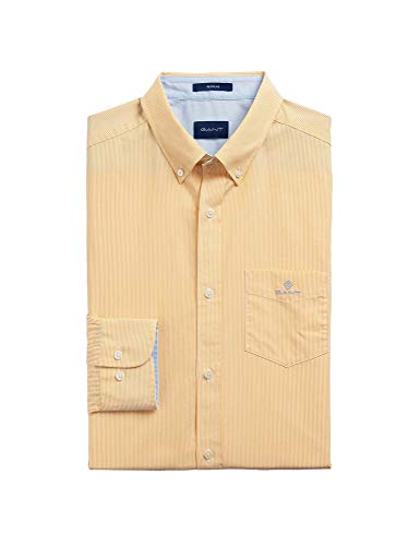 GANT Men's Fine Stripes Broadcloth Shirt Regular Fit Yellow in Size X-Large