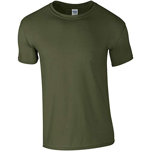 Gildan - Suave básica Camiseta de Manga Corta para Hombre - 100% algodón Gordo (Mediana (M)) (Verde Militar)