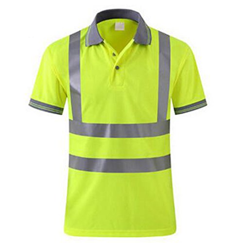 GOGO - Polo de manga corta para hombre, alta visibilidad, camiseta de vestuario laboral