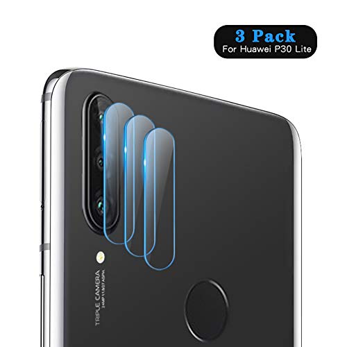 HJX Protector de Lente de Cámara para Huawei P30 Lite/Nova 4E [3-Pack], 9H Dureza, Anti-Rasguños HD sin Burbujas Vidrio Templado, Ultradelgado Huawei P30 Lite/Nova 4E Protector Cámara Trasera