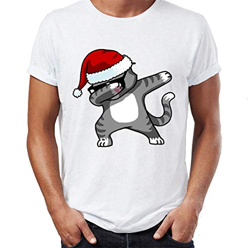 Hombre Dabbing Unicorn Dab Panda Pug Gato Santa MuñEco De Nieve EdicióN De Navidad Impresionante Unisex Manga Corta O-Cuello Harajuku Camiseta Kt411-2 XL