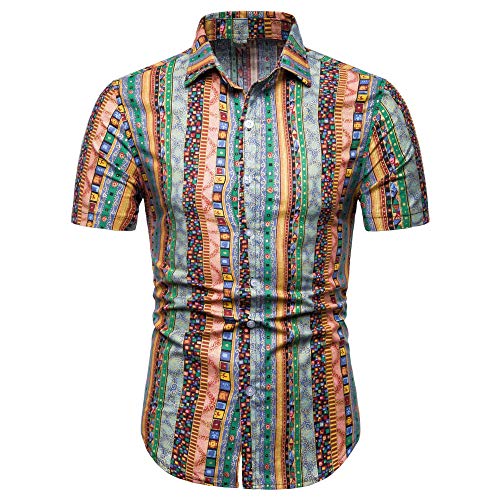 Jinyuan Camisa Hawaiana De Playa De Verano para Hombres 2020 Marca De Manga Corta Camisa Floral De Gran TamañO Ropa Casual De Vacaciones para Hombres Verde L