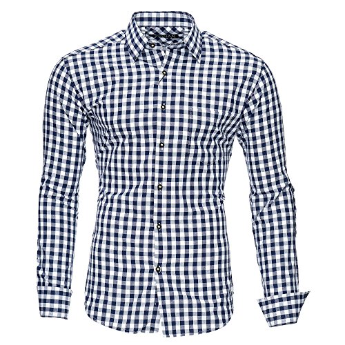 Kayhan Hombre Camisa Slim fit, Oktoberfest Navy XXL