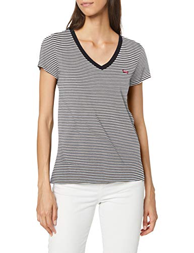 Levi's Vneck Camiseta, Azul (Annalise Stripe Cloud Dancer 0004), Large para Mujer