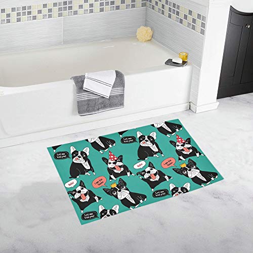 LMFshop Perro Bulldog francés Happy Animals Color Alfombra de baño Antideslizante Personalizada Alfombra de baño Alfombra de Piso Alfombra para baño 20 X 32 Pulgadas