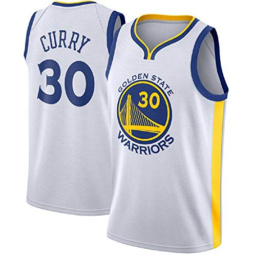 MTBD Camiseta de baloncesto para hombre – NBA Warriors Golden State # 30 Stephen Curry Basketball-Netztrikot,Camiseta Unisex Sportswear, verano, color Texto en azul blanco (continuo)., tamaño medium