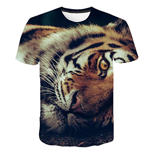 Neutral Summer 3D Impreso Casual Camisetas De Manga Corta para Hombres Y Mujeres Silent Tiger Pattern Printing-4XL