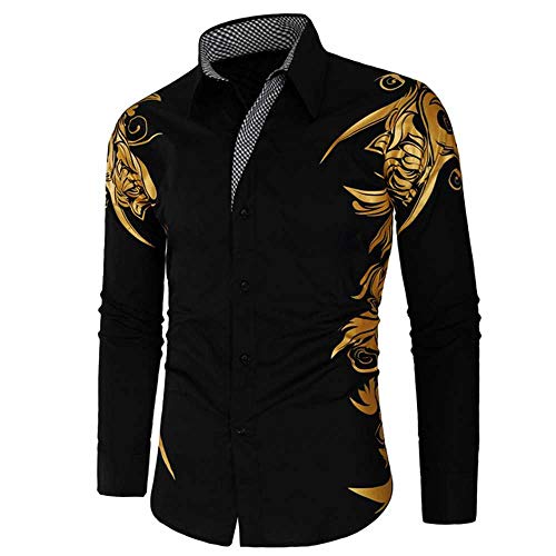 Nuevo Oro Bronceado Social Camisas Vestido De Hombre Slim Fit Nueva Marca De Manga Larga Rayas Camisa Para Hombres Streetwear Camisas Negro Negro ( XXL