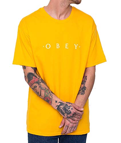 Obey Novel SS Basic tee Camiseta, Dorado, S para Hombre